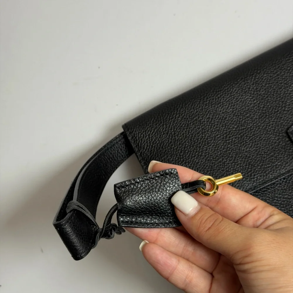 Vintage Givenchy Gentleman Black PebblLeather Pochette Clutch Wristlet Push Lock